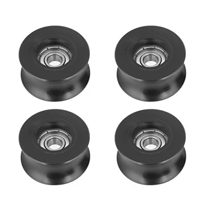 Immagine di 4 Pezzi 0840UU 8 x 40 20.7 mm Rivestito in Nylon U Groove Ruota Guidacinghia Cuscinetto a Rulli Tipo Puleggia Guida Sfera