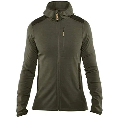 Immagine di Fjällräven Keb Fleece Hoodie M, Felpa con Cappuccio da Trekking, Uomo, Verde (Laurel Green/Deep Forest), XL