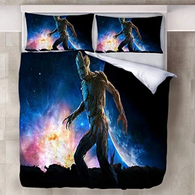 Immagine di NICHIYO Groot Set di biancheria da letto composto copripiumino e federa, in microfibra, stampa digitale 3D, 3 pezzi (copripiumino + federe) (2, 135 x 200 cm)