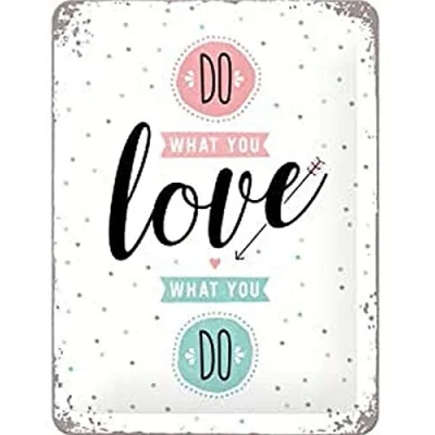 Immagine di Nostalgic Art Targa Vintage Do What You Love Idea Regalo per i nostalgici, in Metallo, Design Retro Decorazione, 15 x 20 cm