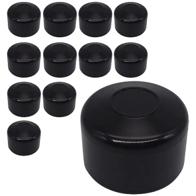 Immagine di SKIR&#039;CO Tappi per pali di recinzione, rotondi, 42,4 mm, colore nero, nero RAL 9005, 12 pezzi