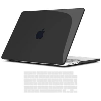 Immagine di TECOOL Cover MacBook PRO 14 Pollici 2023 2021 A2992 A2918 A2779 A2442 con Chip M3 M2 M1 Pro/Max, Case Custodia Rigida Plastica e Copritastiera Layout Italiano in Silicone, Nero cristallo