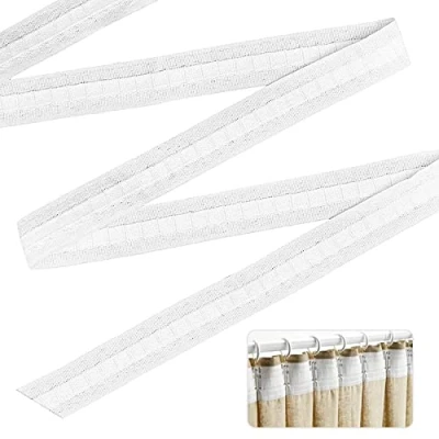 Immagine di Nastro arricciato, 30 m, Fascia per Tende a Stringere, e Tenda da Doccia, Colore Bianco