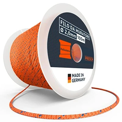Immagine di Presch Corda da muratore 100m ⌀2,0mm Poliestere raddrizzamento resistente allo strappo e alle intemperie con bobina costruzione ai nodi