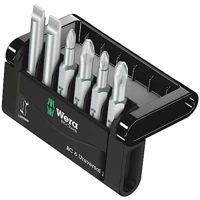 Immagine di Wera Mini Check, 50 mm 05056474001 Kit inserti 6 parti Taglio, Croce Phillips, Pozidriv