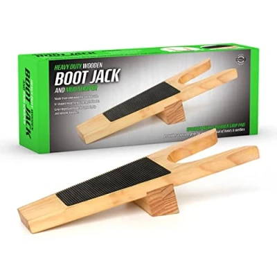 Immagine di CKB Ltd Cavastivali Levastivali Scarpa Puller Legno con martinetto e Raschietto per Fango Portatile Stivali di Gomma, Resistente alle intemperie