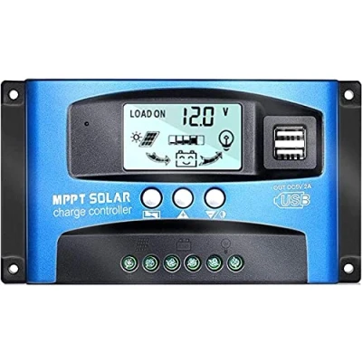 Immagine di Y&amp;H 100A Regolatore di Carica Solare MPPT 12V / 24V con doppia porta USB, display LCD Intelligente Pannello Automatico Per Batterie Al Piombo/Pannello Solare/Carichi