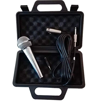Immagine di Eurosell Microfono dinamico premium argento canto &amp; palcoscenico + 5 m cavo XRL Jack Mic Set Micro