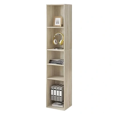 Immagine di WOLTU Libreria a 5 Scomparti Aperti, Verticale Colonna, Scaffale Angolare Autoportante, per Soggiorno, Ufficio e Studio, in Truciolare,Rovere Chiaro, 30x26x151cm, SK034hei