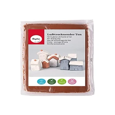 Immagine di Rayher 3450105 Panetto di Argilla da Modellare, Indurente all&#039;Aria, 1 Kg, Senza Cottura e Pronto all&#039;Uso, Colorare, Marrone (Scuro)