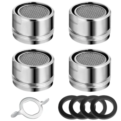 Immagine di Rompigetto M24, 4 Pezzi Rubinetto, Aeratore Rubinetto Filtri Rubinetti Lavandino per Cucina e Bagno, con Filtro in Acciaio Inox ABS tra cui Guarnizioni 1 Chiave Cromata