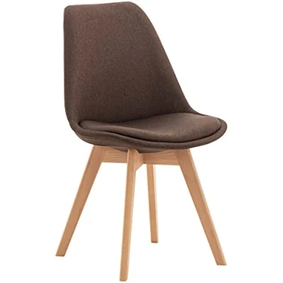 Immagine di CLP Sedia da pranzo Linares Plastic I Tessuto Velluto Corda Aspetto pelle Poltrona con struttura in legno, Colore:marrone, Materiale:Stoffa