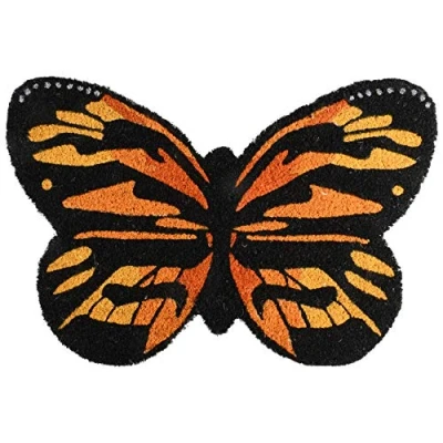 Immagine di Esschert Design RB201 Zerbino in fibra di cocco, motivo farfalle, colore: Arancione/Nero