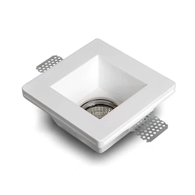 Immagine di Eurekaled® Portafaretto in Gesso CERAMICO da Incasso Quadrato per Controsoffitti GU10 e MR16 cod.220628