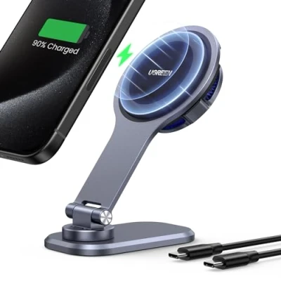 Immagine di UGREEN Caricatore Magnetico Wireless da Auto per Tesla Model 3/Y/S 2021/ X 2021, Supporto il Touchscreen della Compatibile con iPhone 16, 15, 14, 13, 12 Magsafe Serie