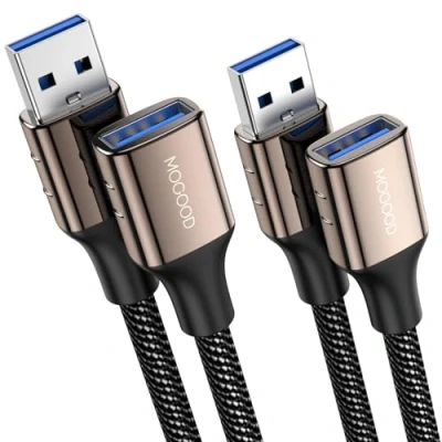 Immagine di MOGOOD Cavo di prolunga USB 3.0 A maschio femmina 2M+2M per unità flash USB, tastiera, adattatore Wifi, cuffie VR, auricolari, controller