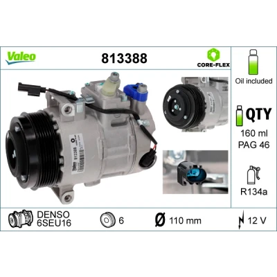 Immagine di VALEO NEW ORIGINAL PART 813388 compressore Aria Condizionata 6SEU16 12 PAG 46 R 134a con olio MERCEDES BENZ: Classe C Sedan