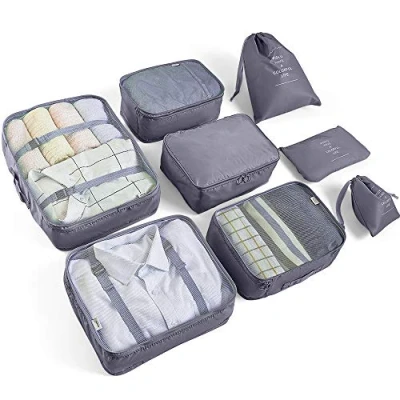 Immagine di AMAYGA Organizer Valigia Set di 8,Organizzatori da Viaggio Cubi Imballaggio lavanderia sacchetto dei bagagli Compressione Sacchetti Bag per i vestiti,Cosmetici,scarpe,Intimo (Grigio)