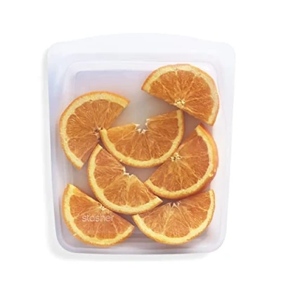 Immagine di Stasher borsa portaoggetti riutilizzabile in silicone, trasparente, contenitore per la preparazione di pasti, pranzo, viaggi, trucco, da palestra, freezer, forno, microonde, lavastoviglie, a