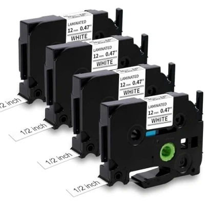 Immagine di MarkField 4x Nastro per Etichette Compatibile con Brother P touch TZ TZe 231 0.47 12mm Nero su Bianco ptouch PT P300BT Cube 1000 1010 1080 H105 H100LB/R H107B H108 H110 H200 D200