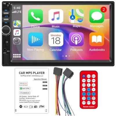 Immagine di WEPARTICULAR 7 &quot;2 DIN Autoradio Bluetooth Mirror Link Touch Screen Audio Stereo MP5 Lettore multimediale Volante FM/TF/USB con Telecomando