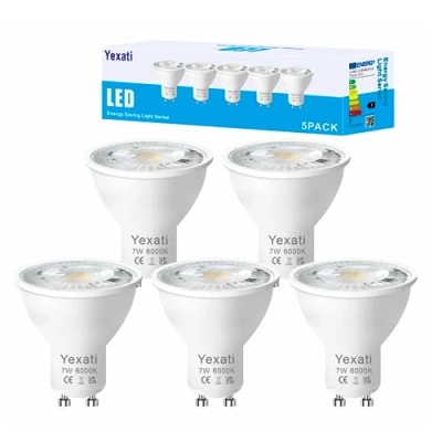 Immagine di Yexati Lampadine Led Gu10,7W(Equivalente A 50W), Luce Bianco Fredda 6000K,550 Lumen Faretto Led,Non Dimmerabile,5 Pezzi