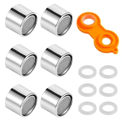 Immagine di Fanshiontide Aeratore Rubinetto M22 Rompigetto Cucina Filtro Filtri Rubinetti Lavandino per Bagno con 6 Guarnizioni e 1 Chiave Cromata Antispruzzo Risparmio Idrico Pcs