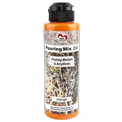 Immagine di Ideen mit Herz Pouring Mix 2 in 1 Colore medio &amp; acrilico 180 ml Non è necessaria alcuna miscelazione con fluido, o olio di silicone (arancione)