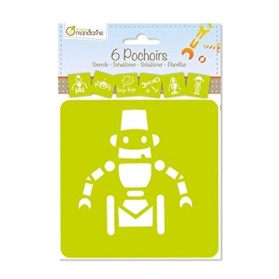 Immagine di Avenue Mandarine 42841O Kit di 6 stencils 15,4x22,3 cm con istruzioni incluse, Robots