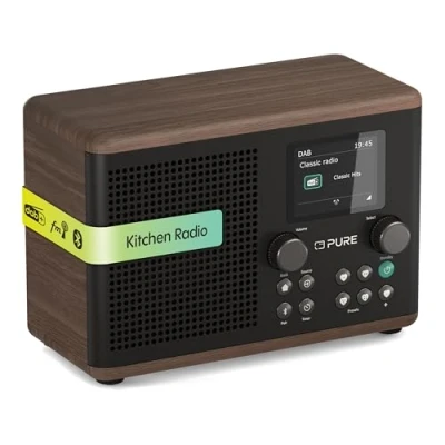 Immagine di Pure Classic H4 Radio da Cucina Digitale (DAB+/FM, Bluetooth, USB, AUX, Timer Cucina, Sveglia), Caffè Nero/Noce