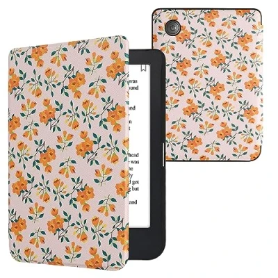 Immagine di kwmobile Custodia eReader Compatibile con Kobo Clara 2E Cover eBook Reader Flip Case giallo/verde/beige Fiori Gialli