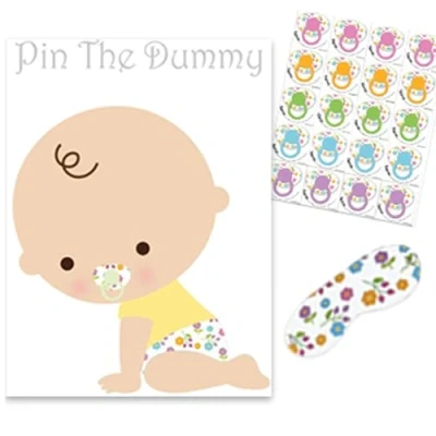 Immagine di Gioco Pin the dummy on baby (versione inglese), per 35 giocatori, intrattenimento feste pre maman, colore bianco