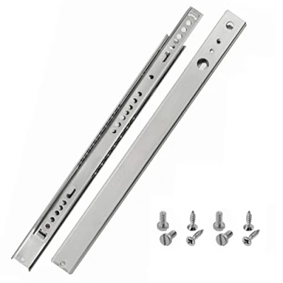 Immagine di HELPMATE Binario scanalato per cassetti, lunghezza 27 mm, 310 1 paio di 2 pezzi, sistema guide cassetti con estensione parziale in acciaio zincato argento fissaggi inclusi