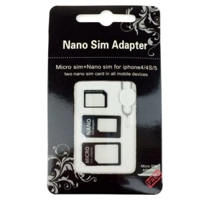 Immagine di ADATTATORE Nano SIM 4 IN 1 (Nano to Micro Card+ Standard Card + Card) GRAFFETTA per ESTRARRE OMAGGIO universale tutti gli smartphones o tablet