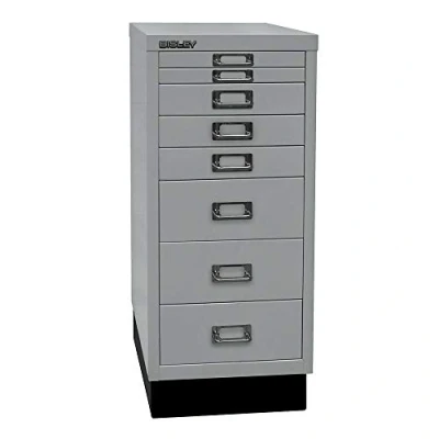 Immagine di BISLEY MultiDrawer, Serie 29 con Base, DIN A4, 8 cassetti, Metallo, 355 Argento, 38 x 27.9 67 cm