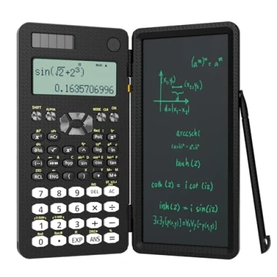 Immagine di calcolatrice scientifica per la scuola con blocco note, materiale le scuole medie e superiori ROATEE studenti, 82 MS pieghevole display a 2 righe, tavoletta da