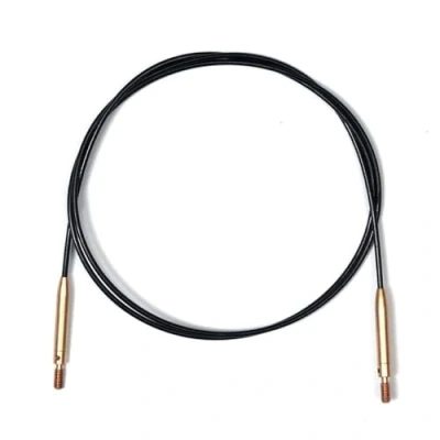 Immagine di KnitPro Acciaio Inox Nero/Oro Cavo Fisso Intercambiabile per Ago da 100cm con Cappucci Terminali e Chiave 1 Set