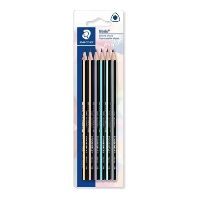 Immagine di STAEDTLER 118 BK6 PA Noris Matite pastello triangolari in grafite, HB (confezione da 6 matite)