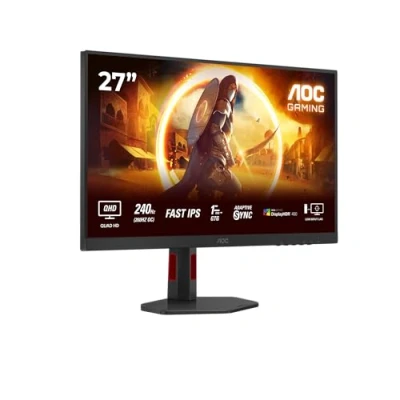 Immagine di AOC Gaming Q27G4ZR Monitor Quad HD da 27 pollici, 240 Hz, 1 ms, compensazione G Sync, HDR400 (2560 x 1440, 2x HDMI 2.0, DisplayPort 1.4) nero rosso