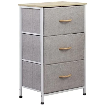 Immagine di BAKAJI Cassettiera Resistente 3 Ripiani Multicolor Mobile Mobiletto Armadio Armadietto Tessuto Bicolor Robusto Multiuso Arredamento Ufficio Salvaspazio Dimensioni 75x46x30cm (Grigio Chiaro)
