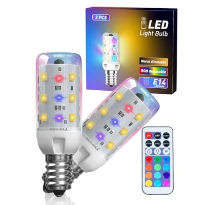Immagine di LumiGo 2W RGB Lampadina LED E14 con Telecomando Dimmerabile Lampadine Colorate LED, Cambia Colore 12 &amp; Bianca Calda 3000K, 2 Pack