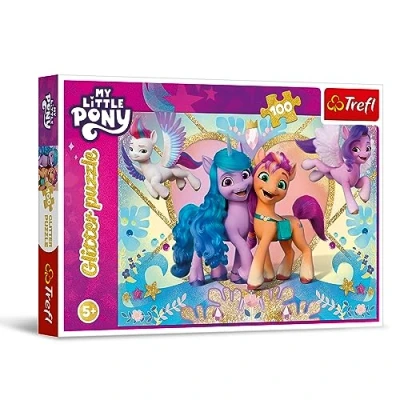 Immagine di Trefl My Little Glitterato 100 Tessere Puzzle Scintillante con Pony, Intrattenimento Creativo, Gioco per Bambini a partire dai 5 anni, Multicolore, 14831