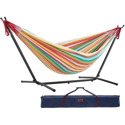 Immagine di Vivere, Salsa UHSDO8 26 Amaca con Supporto Brasiliana, Cotone, 250 cm, Portata 200 kg Borsa da Trasporto inclu, Doppia