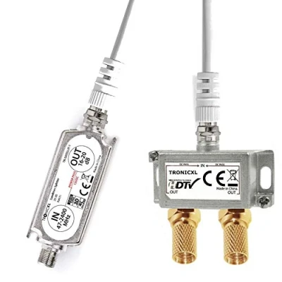 Immagine di TronicXL distributore antenna a 2 scomparti con amplificatore satellitare digitale HD I per TV DVBT DVBS Unicable 3D 4K HDTV morbido in linea televisori (2 ingressi