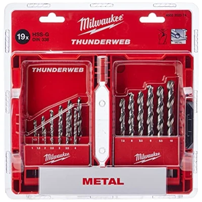 Immagine di Milwaukee 4932352374 Thunder Web HSS G Set di punte per metallo, confezione con 19 pezzi