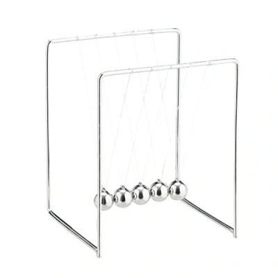 Immagine di Relaxdays Pendolo di Newton, Gioco Fisica, Decorazione per la Scrivania &amp; l&#039;Ufficio, 5 Sfere Metalliche, Argento