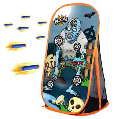 Immagine di Quanquer Tiro Al Bersaglio Gioco Per Bambini Ragazzi Giocattolo Pistole Nerf Zombie Con Rete Interni Ed Esterni Regali Ragazze (Zombie in maglietta)