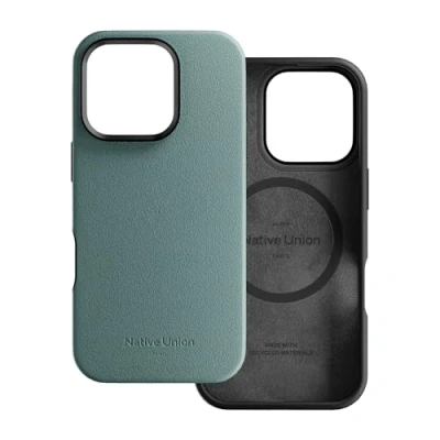 Immagine di Native Union Custodia Attiva Compatibile con MagSafe e Magneti Integrati Design Robusto Materiali Riciclati Protezione Anticaduta fino a 10ft per iPhone 16 Pro (Verde Ardesia)