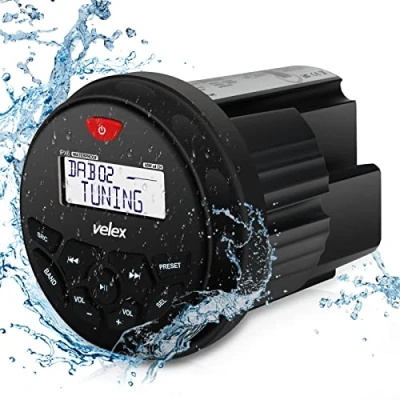 Immagine di Ricevitore stereo Bluetooth impermeabile con lettore MP3 sulla radio DAB+/AM/FM e USB per lo streaming di musica in barca, Golf Carts ATV UTV Spa Hot Tubs