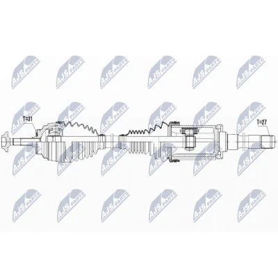 Immagine di NTY NPW BM 027 Albero motore / Semiasse Assale anteriore Dx, Trasmissione automatica, Cambio manuale, automatico a 8 marce